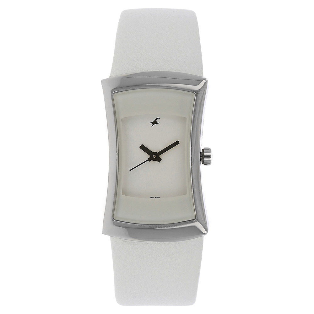 Buy Online Fastrack Quartz Analog White Dial Leather Strap Watch for Girls ns6093sl01 Titan