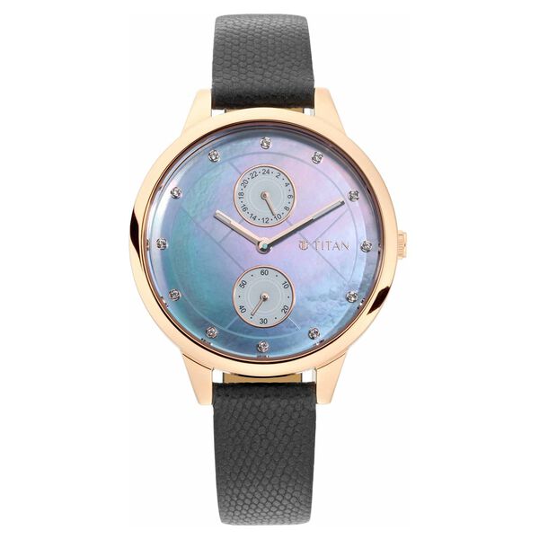 Titan Sparkle Grey Dial Analog with Day and Date Leather Strap Watch for Women - image number 0