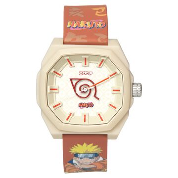 Zoop Naruto Analogue Watch with Beige Case and Burnt Orange Multi Color Strap for Kids and Anime lovers, By Titan