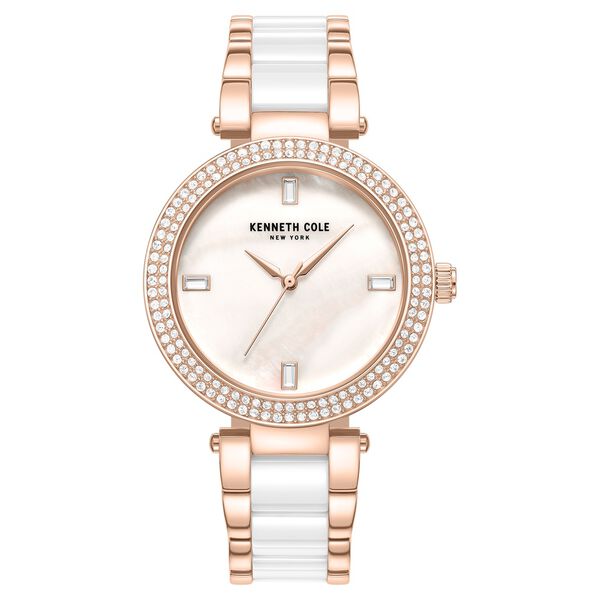 Kenneth Cole Quartz Analog White Dial White Stainless Steel & Ceramic Strap Watch For Women - image number 0