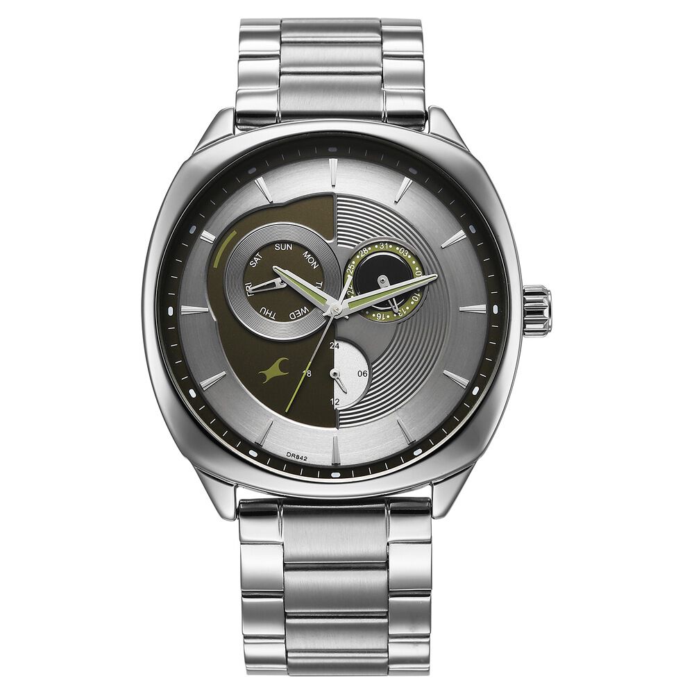 Fastrack Tik Tok Quartz Multifunction Silver Dial Stainless Steel Strap Watch For Guys-image-7