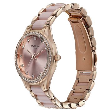 Sonata Poze Quartz Analog Pink Dial Metal & Plastic Strap Watch for Women