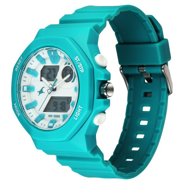 Buy Online Fastrack Streetstyle Quartz Digital Silver Dial Teal PU ...