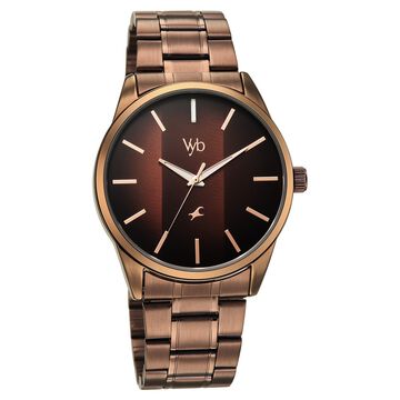 Vyb Drift By Fastrack Quartz Analog Brown Dial Brown Stainless Steel Strap Watch For Guys