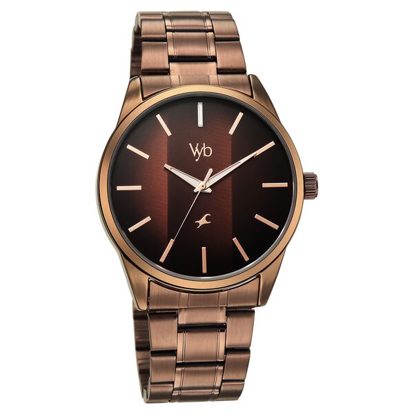 Vyb Drift By Fastrack Quartz Analog Brown Dial Brown Stainless Steel Strap Watch For Guys - image number 1