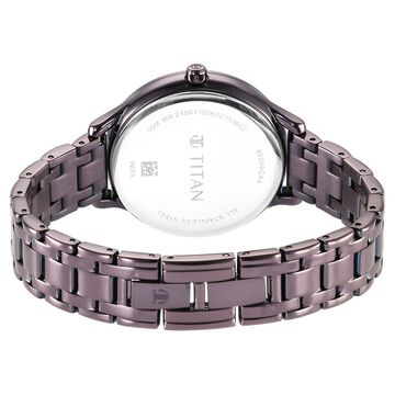 Titan Glitz Purple Dial Analog Stainless Steel Strap Watch for Women