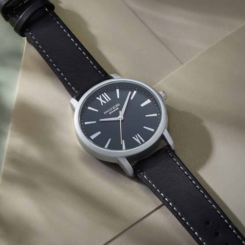 Buy Online Sonata Poze Quartz Analog Black Dial Leather Strap Watch for