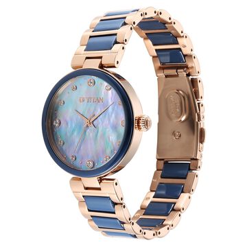 Titan Purple Ceramics Blue Dial Watch for Women
