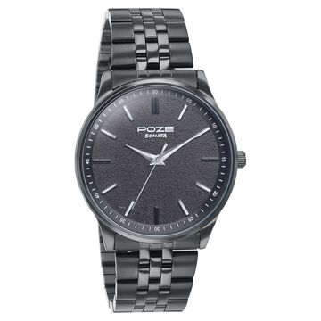 Sonata Poze Quartz Analog Black Round Dial Black Stainless Steel Strap Watch For Men