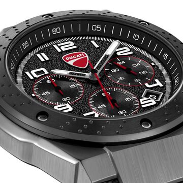 Ducati Quartz Chronograph Black Dial Black Silicone Strap Watch For Men