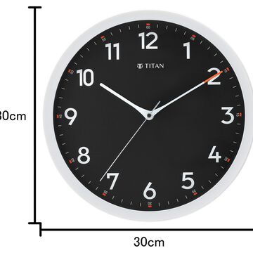 Titan Contemporary Black Wall Clock with Silent Sweep Technology - 30 cm x 30 cm (Medium)
