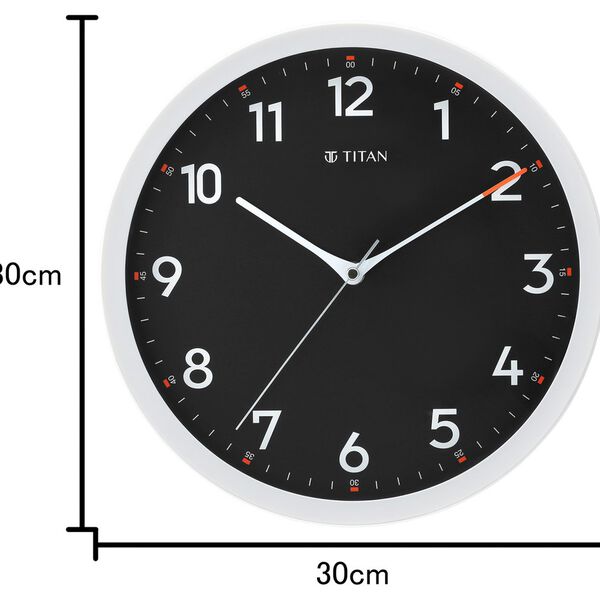 Titan Contemporary Black Wall Clock with Silent Sweep Technology - 30 cm x 30 cm (Medium) - image number 5