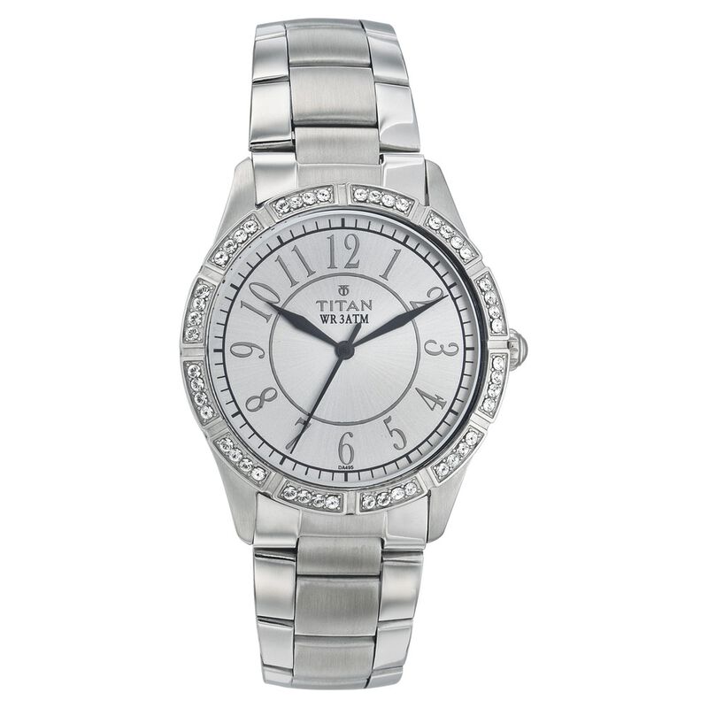 Titan Quartz Analog White Dial Watch for Women