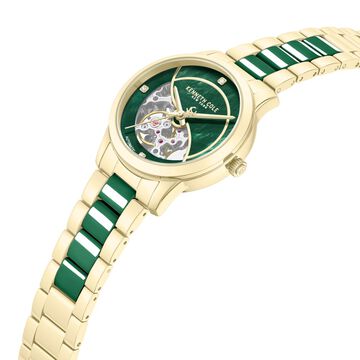 Kenneth Cole Automatic Automatic Green Mother of Pearl Dial Golden Ceramic Strap Watch For Women