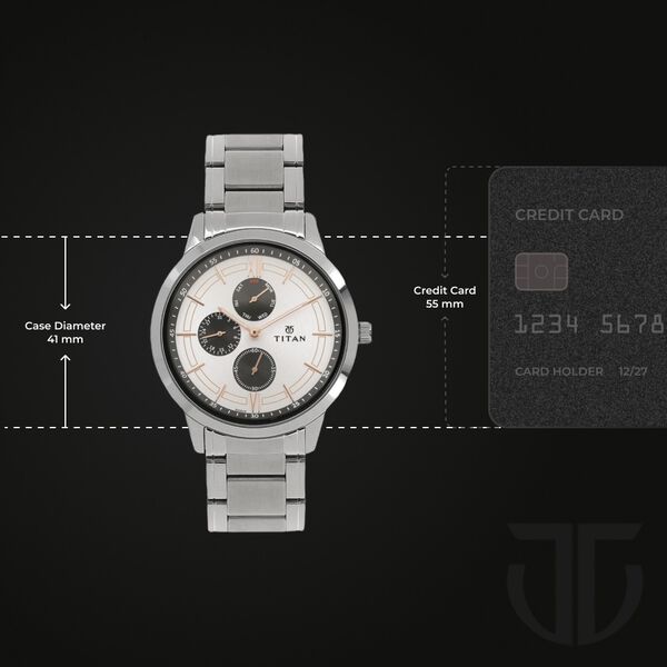 Titan Workwear White Dial Quartz Multifunction Stainless Steel Strap watch for Men - image number 2