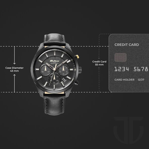 Titan Octane Classic Sporty Black Dial Chronograph Leather Strap watch for Men - image number 2