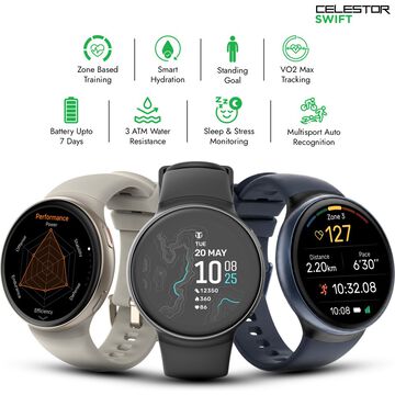 Titan Celestor Swift GPS Smartwatch with Advanced Badminton Mode, Zone Based Training ,AI Brief & Titan Q-Beige