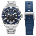 Titan Zero Hour Diver's 300m Automatic Analog with Blue Dial Silver Stainless Steel & Blue FKM Strap Watch for Men - image number 0