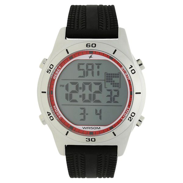 Fastrack Digital Grey Dial Silicone Strap Watch for Guys - image number 0