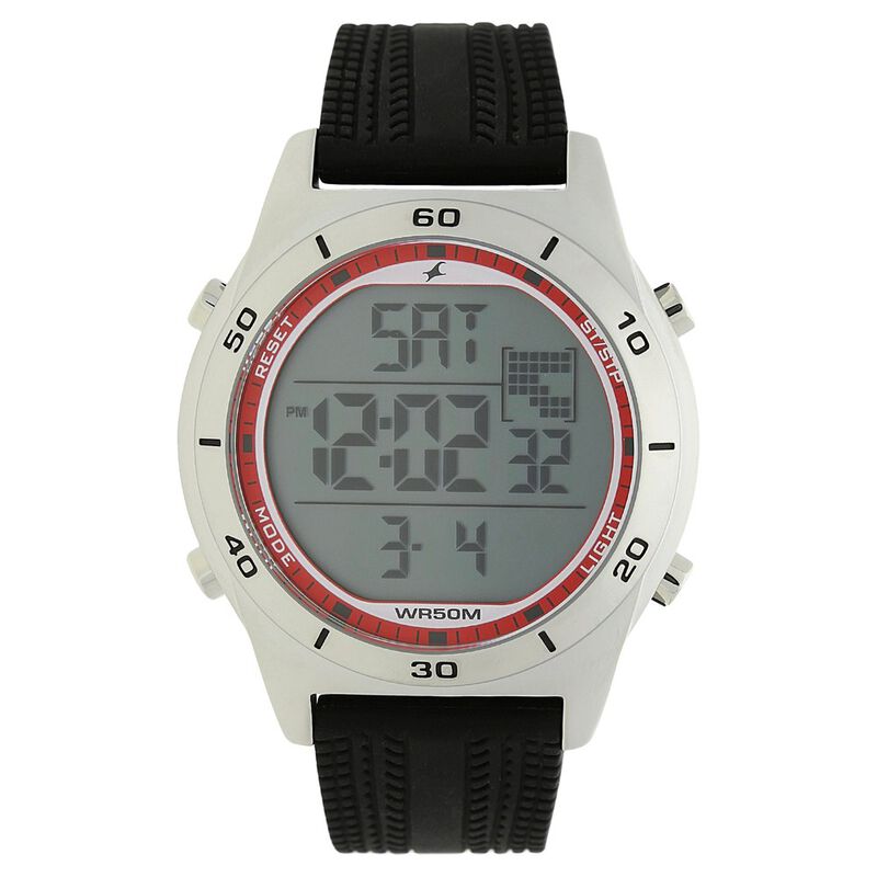 Fastrack Digital Grey Dial Silicone Strap Watch for Guys