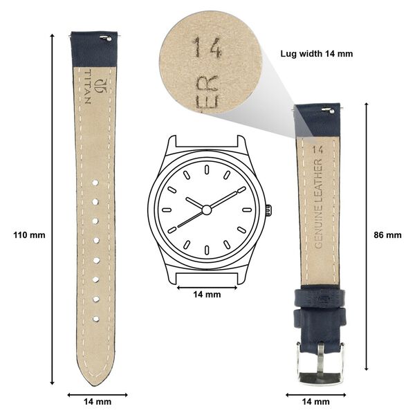 14 mm Blue Genuine Leather Strap for Women - image number 1