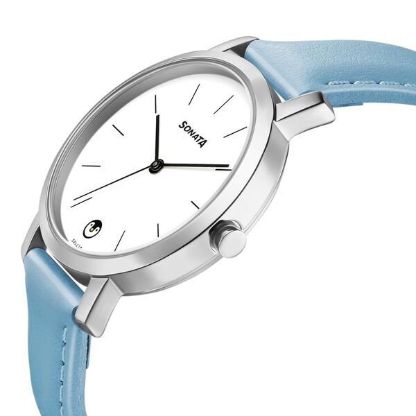 Sonata Play White Dial Women Watch With Leather Strap - image number 2