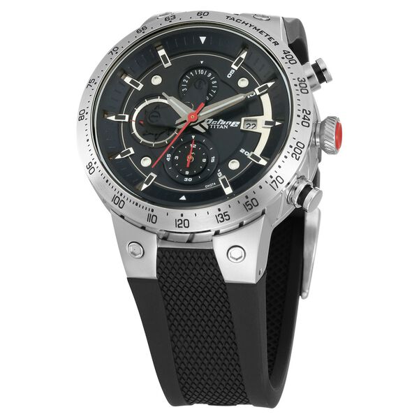 Titan Octane Black Dial Chronograph Strap watch for Men - image number 1