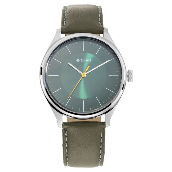 Titan Men's Urban Edge Lustrous Green Dial Leather Watch - image number 1