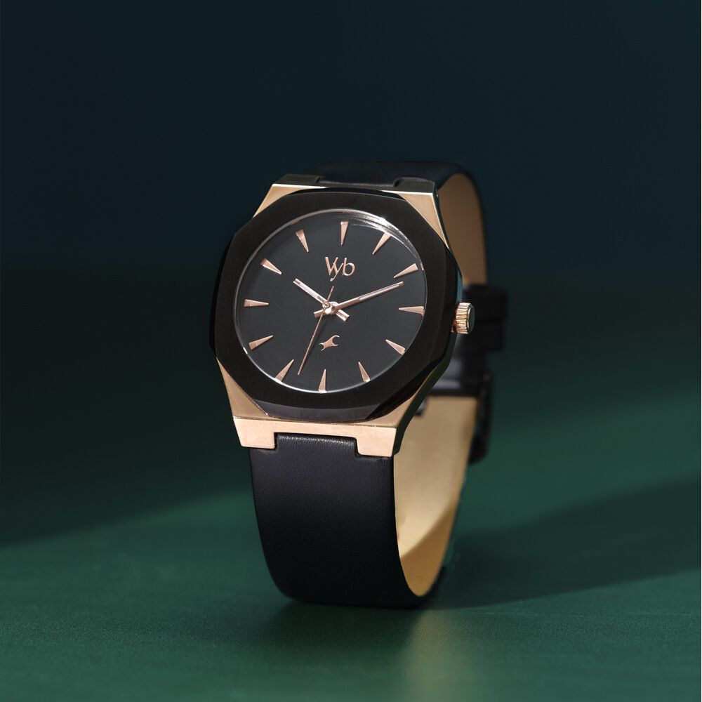 Fastrack Vyb Challenger Quartz Analog Black Dial Black Color Leather Strap Watch For Guys-image-11