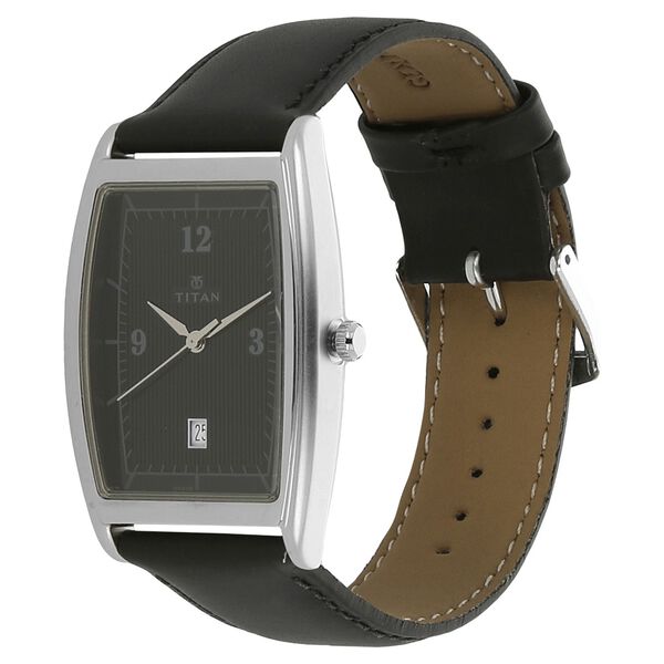 Titan Quartz Analog with Date Black Dial Leather Strap Watch for Men - image number 1