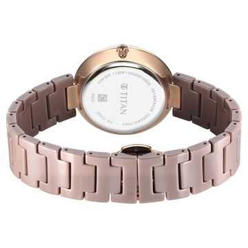 Titan Purple Ceramics Quartz Analog Brown Dial Ceramic Strap Watch for Women