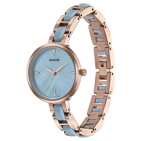 Sonata Wedding Edit Quartz Analog Blue Dial Stainless Steel With Acetate Strap Watch For Women - image number 3