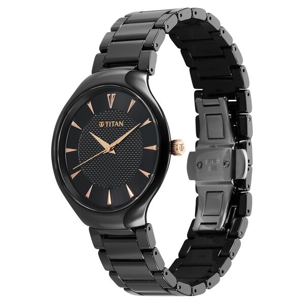 Titan Regalia Ceramics Quartz Analog Black Dial Black Color Ceramic Strap Watch For Men - image number 2