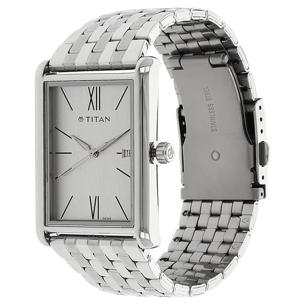 Titan Quartz Analog Silver Dial Stainless Steel Strap Watch for Men - image number 1