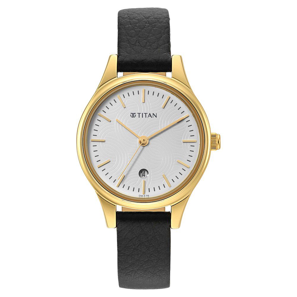 Buy Online Titan Karishma White Dial Analog Leather Strap watch for Women ns2679yl01 Titan