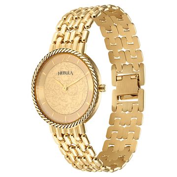Titan Nebula Vintage 18k Gold Analog Rice Grain Strap Watch for Men