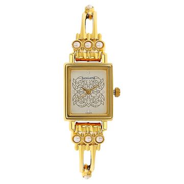 Sonata Quartz Analog Silver Dial Metal Strap Watch for Women