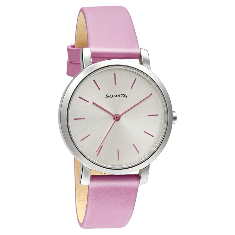 Sonata Play Silver Dial Women Watch With Leather Strap - image number 0
