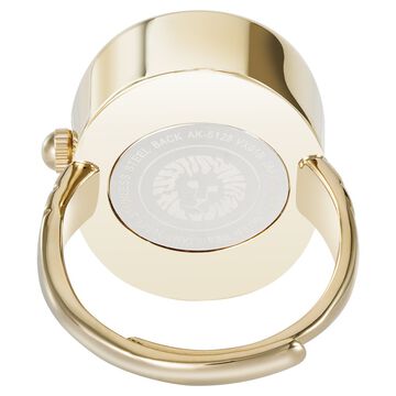 Anne Klein Quartz Analog Purple Dial Golden Metal Ring Watch For Women
