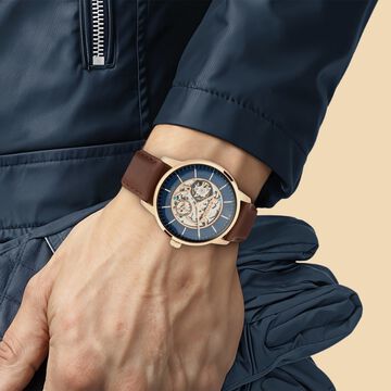 Titan Automatics Blue Dial Automatic Leather Strap watch for Men
