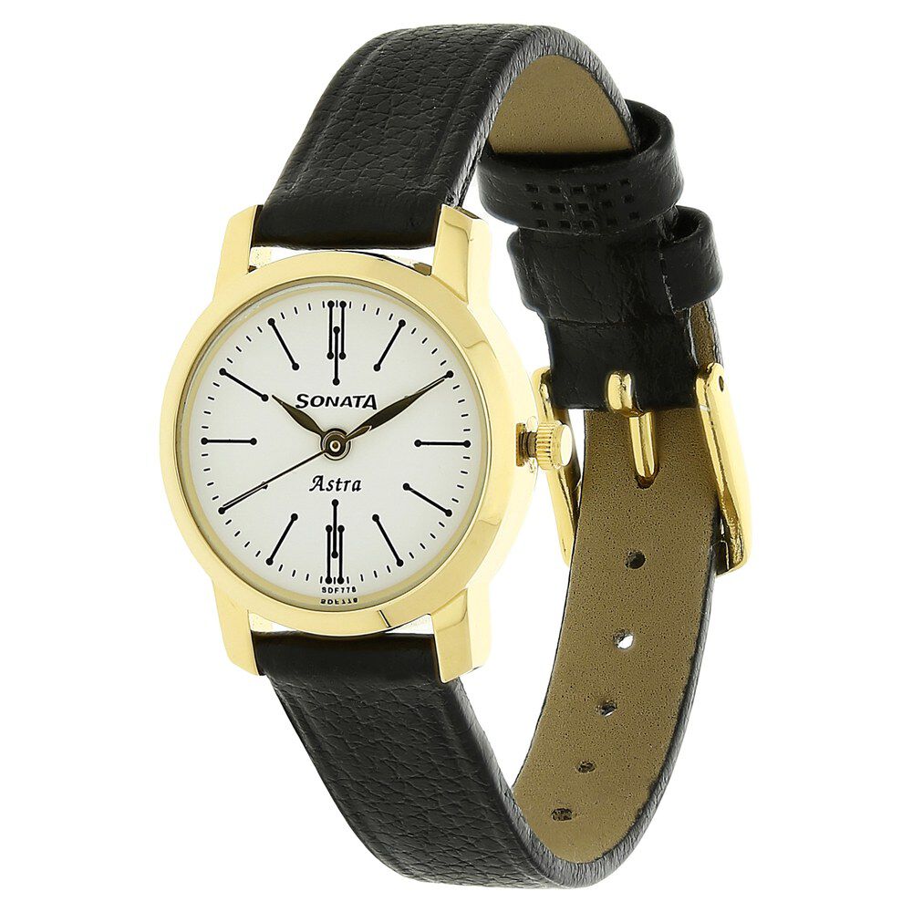 Buy Online Sonata Quartz Analog White Dial Leather Strap Watch for