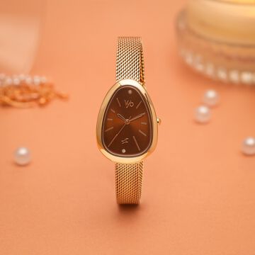 Vyb Prodigy By Fastrack Quartz Analog Brown Dial Metal Strap Watch For Girls