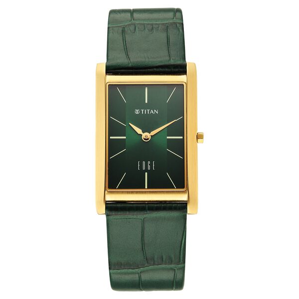 Titan Edge Monture Quartz Analog Green Dial Green Leather Strap Watch For Men - image number 0