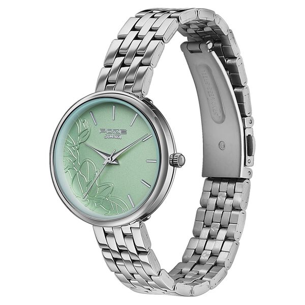 Poze Poze Quartz Analog Green Dial Silver Metal Strap Watch For Women - image number 4