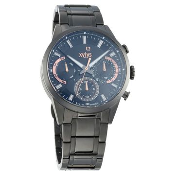 Xylys Quartz Multifunction Black Dial Stainless Steel Strap Watch for Men