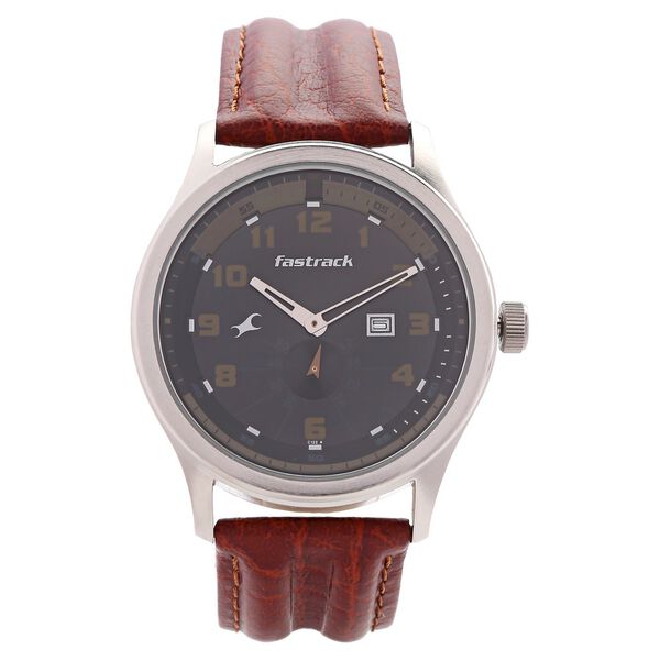 Fastrack Quartz Analog Black Dial Leather Strap Watch for Guys - image number 0