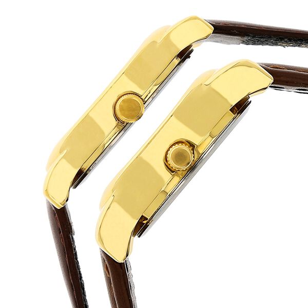 Titan Quartz Analog with Day and Date Champagne Dial Leather Strap Watch for Couple - image number 2