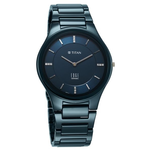 Titan Edge Ceramic Quartz in Atlantic Blue Dial with Diamonds Watch for Men - image number 1