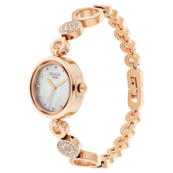 Titan Raga Mother of Pearl Dial Women Watch With Metal Strap - image number 2