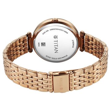 Titan Workwear Quartz Analog Brown Dial Rose Gold Colour Stainless Steel Strap Watch For Women